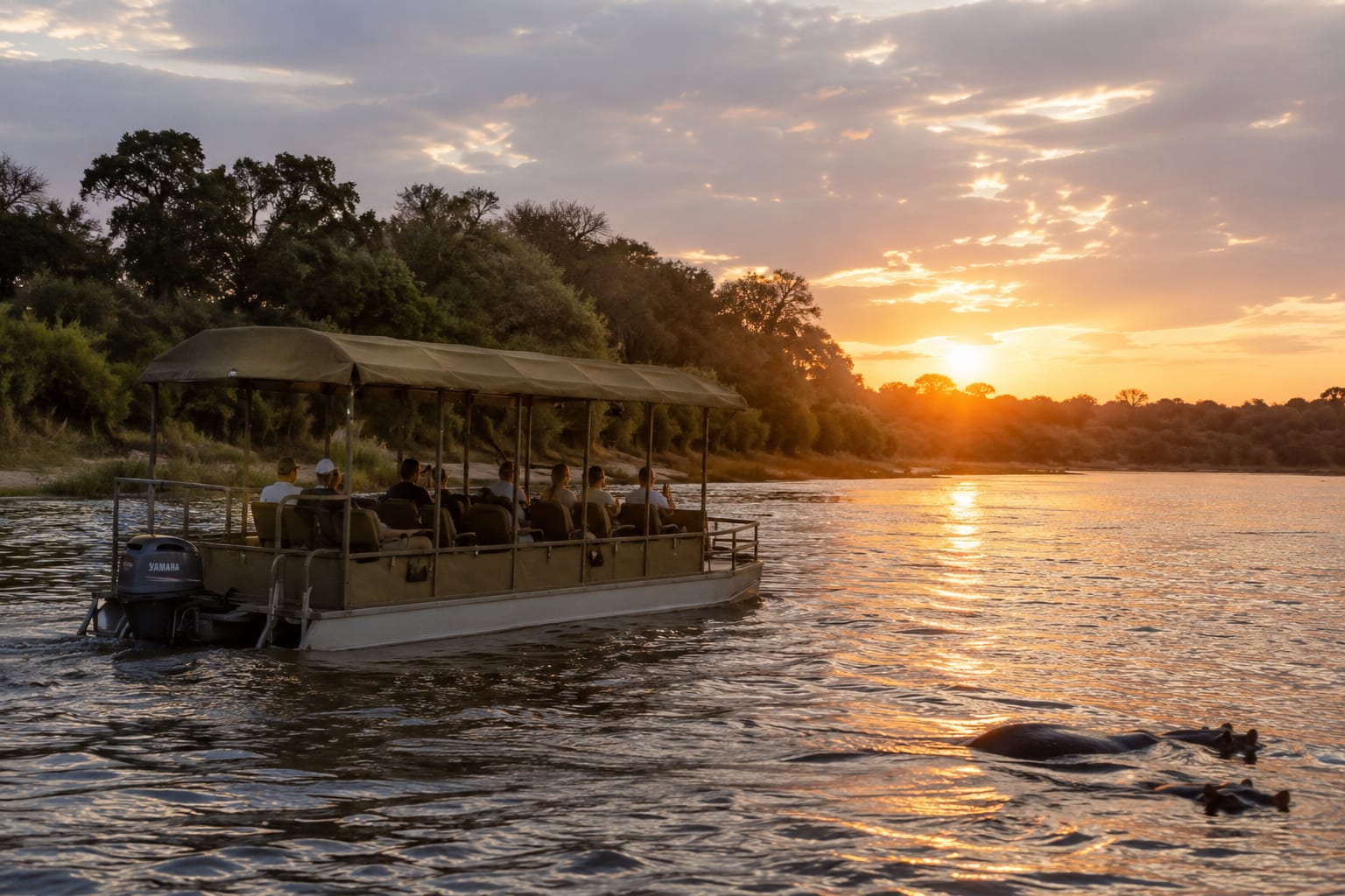 Canoe safari on calm water