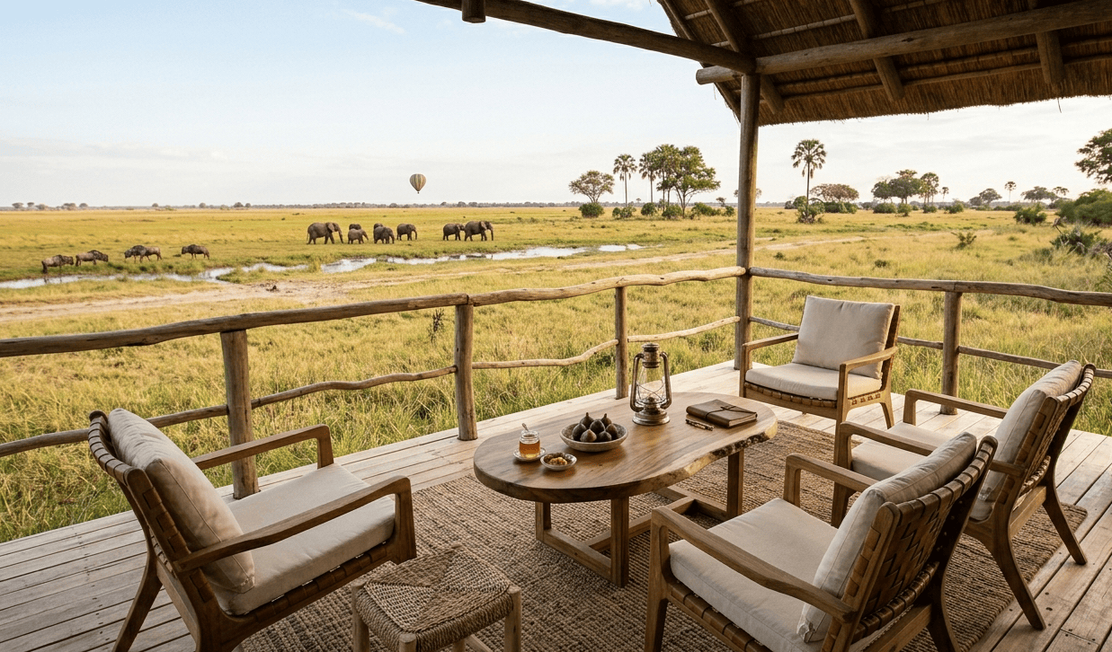 Luxury eco lodge nestled in African wilderness