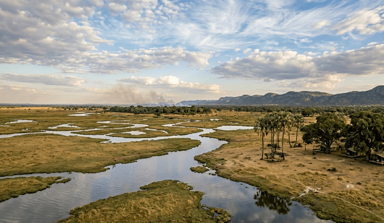 African savanna at golden hour